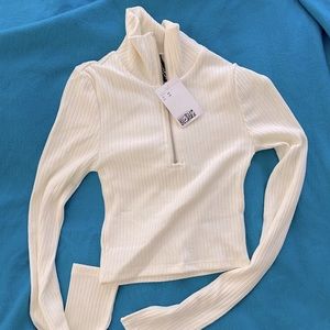 NWT white ribbed sweater crop top